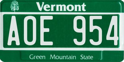 VT license plate AOE954