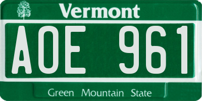 VT license plate AOE961