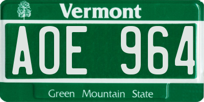 VT license plate AOE964