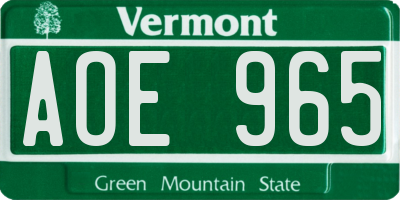 VT license plate AOE965