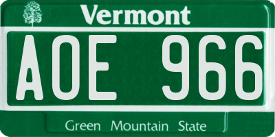 VT license plate AOE966