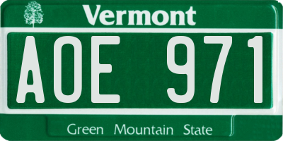 VT license plate AOE971