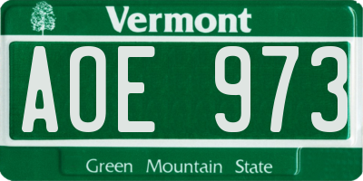 VT license plate AOE973