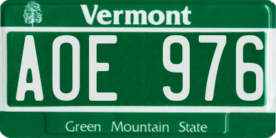 VT license plate AOE976