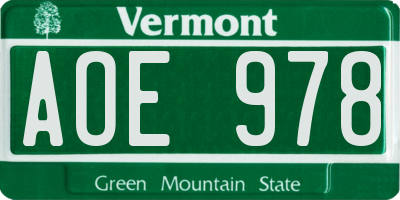VT license plate AOE978