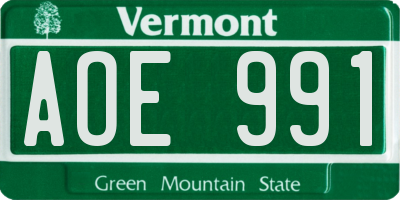 VT license plate AOE991