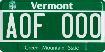 VT license plate AOF000
