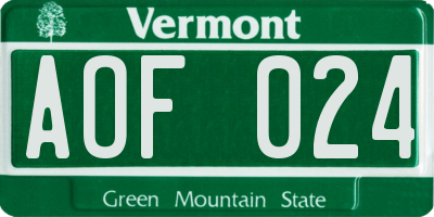 VT license plate AOF024