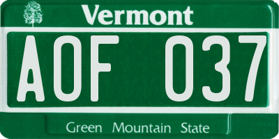 VT license plate AOF037
