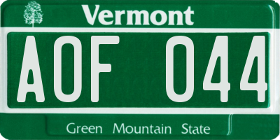 VT license plate AOF044