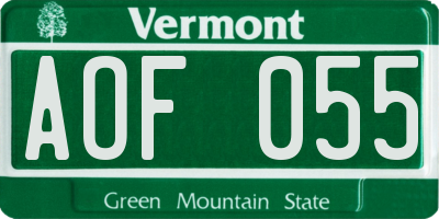 VT license plate AOF055