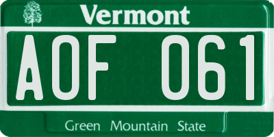 VT license plate AOF061