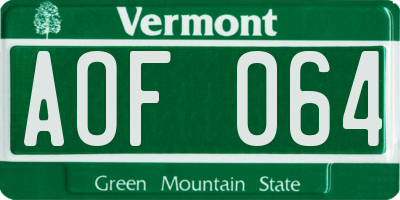 VT license plate AOF064