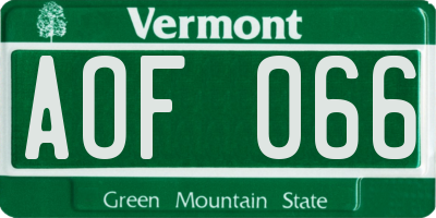 VT license plate AOF066