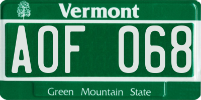 VT license plate AOF068