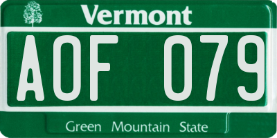 VT license plate AOF079
