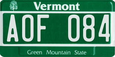 VT license plate AOF084