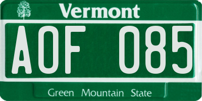 VT license plate AOF085