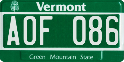 VT license plate AOF086