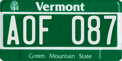 VT license plate AOF087