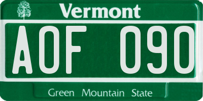 VT license plate AOF090