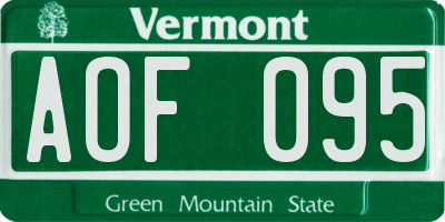 VT license plate AOF095
