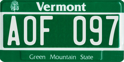 VT license plate AOF097