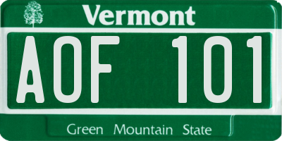 VT license plate AOF101