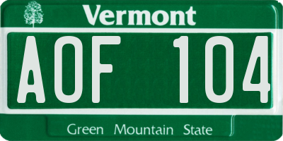 VT license plate AOF104