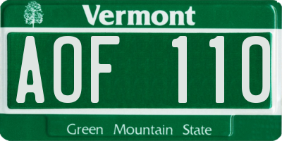 VT license plate AOF110