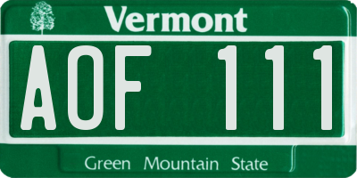VT license plate AOF111