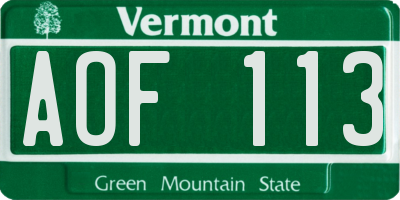 VT license plate AOF113