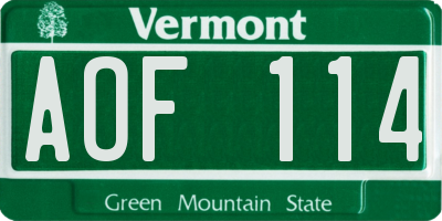 VT license plate AOF114