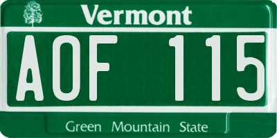VT license plate AOF115