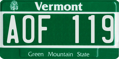 VT license plate AOF119