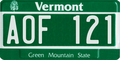 VT license plate AOF121