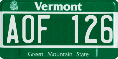 VT license plate AOF126