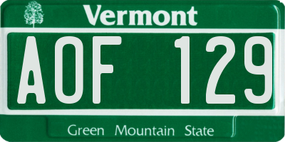 VT license plate AOF129