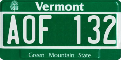 VT license plate AOF132