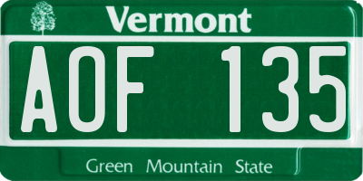 VT license plate AOF135