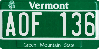 VT license plate AOF136