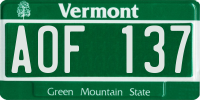 VT license plate AOF137