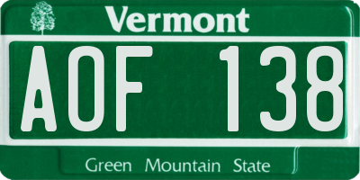 VT license plate AOF138