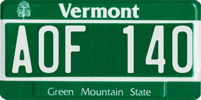 VT license plate AOF140