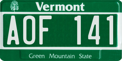 VT license plate AOF141