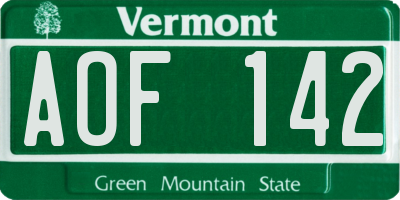 VT license plate AOF142