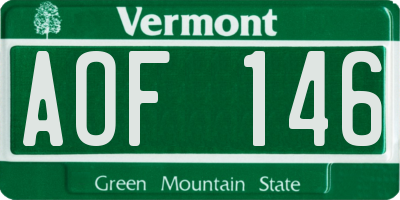 VT license plate AOF146
