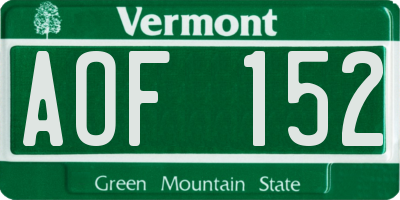 VT license plate AOF152