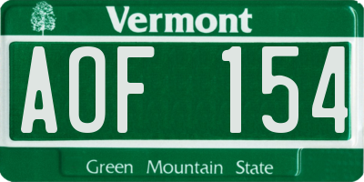 VT license plate AOF154