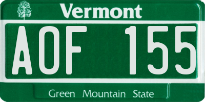 VT license plate AOF155
